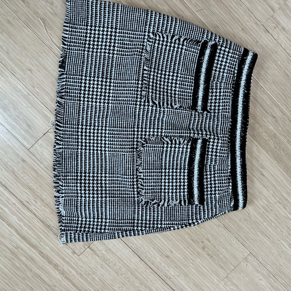 SHEIN Black and White Plaid Mini Skirt